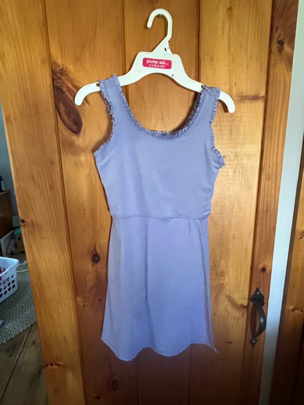 Yogalicious Girls Lavender Ruffle Neck Tee Dress